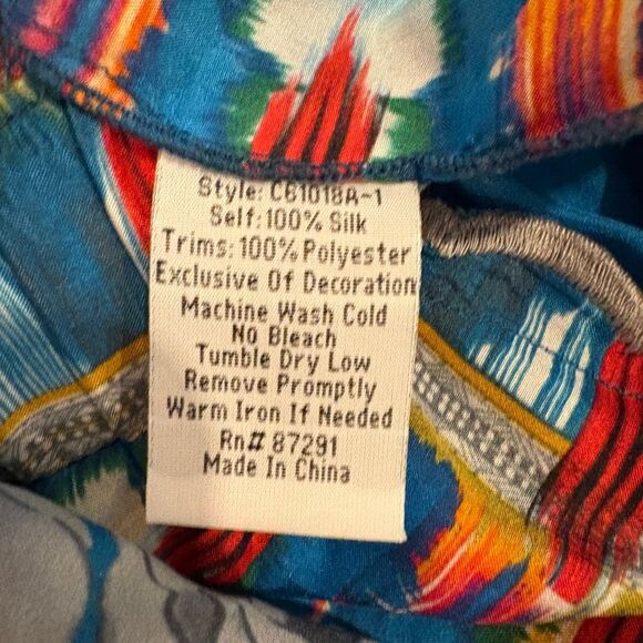 Johnny Was Silk Pants Blue Floral Size Small - Picture 8 of 8